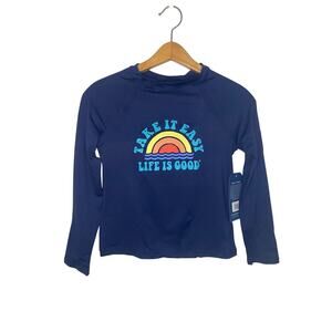 NWT Kids Life Is Good Dark Blue Rash Guard Swim Shirt Size Large Beach Swim